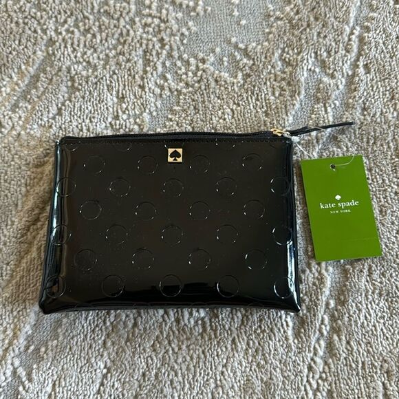 Kate Spade Black Cosmetic Bag polka dot new with tags - Picture 1 of 7